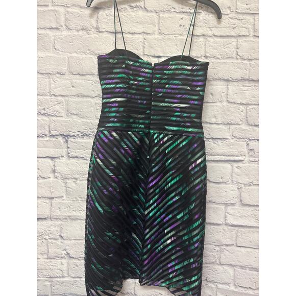 Cache Vintage Black Purple Green Mardis Gras Mini Sweetheart Party Dress SZ 6 - Picture 3 of 4